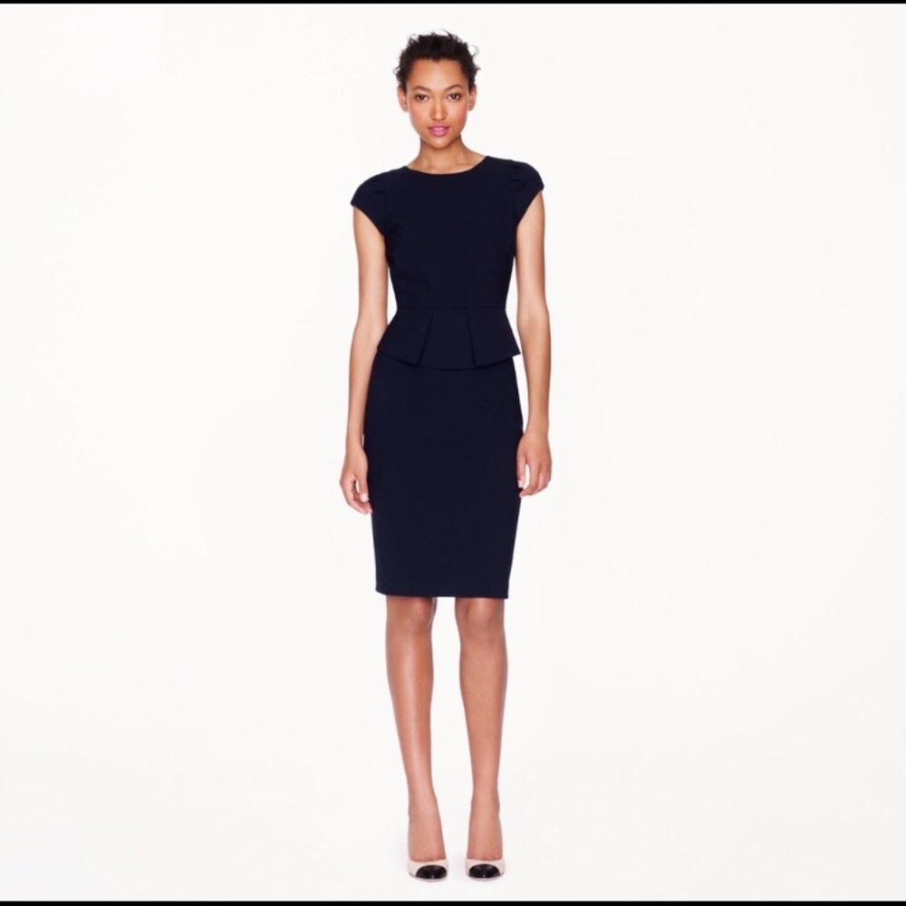 J Crew Peplum black Wool Dress